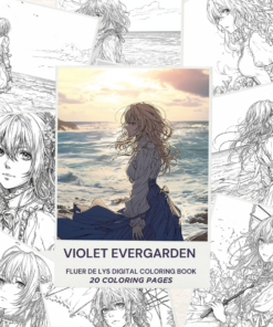 2 1 Anime Violet Evergarden coloring book, featuring 20 pages for children and adults. Instant download, printable PDF