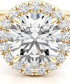 1/2 Carat Lab Grown Diamond and 2 Carat Moissanite Engagement Ring for Women in 14k White/Yellow/Rose Gold (D-E, VS, cttw) Wedding Ring Size 5.5 to 8 (10)