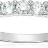 1/5 cttw to 3/4 cttw Round Diamond Wedding Band for Women 14K Gold 9 Stones Prong Set, Size 4.5-10