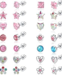 10 Pairs Stud Earrings Set, Hypoallergenic Earrings for Women Studs Set, Stainless Steel Earrings, Cubic Zirconia Earrings Studs for Girls