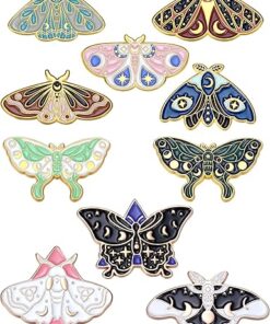 10 Pieces Butterfly Enamel Pins Set Cute Enamel Backpacks Pins Cool Horror Enamel Lapel Pins Brooches Enamel Butterfly Pins Lapel Pins for Steampunk Badge Jewelry for Women