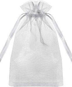 100PCS Sheer Organza Bags, White Wedding Favor Bags with Drawstring, 4x6 inches Jewelry Gift Bags for Party, Jewelry, Festival, Makeup