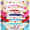 11 Pcs Friendship Bracelets, Inspired Letter Bracelets Set, Colorful Stretchy Heishi Preppy Bracelets, Singer Music Lovers Fans Concert Merch Gifts for Women Favors