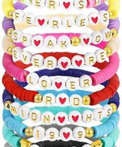 11 Pcs Friendship Bracelets, Inspired Letter Bracelets Set, Colorful Stretchy Heishi Preppy Bracelets, Singer Music Lovers Fans Concert Merch Gifts for Women Favors