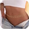 14K Gold Plated Body Chains | Dainty Boho Layered Beach Waist Chain | Adjustable Bikini Belly Chain | Jewelry Accessories for Women Sexy