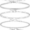 14K Gold/Sterling Silver Plated Anklet Bracelets for Women Waterproof Anklets Set Jewelry