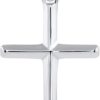 14K Solid White Gold Traditional Simple Religious Cross Pendant