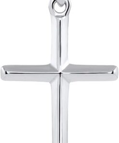 14K Solid White Gold Traditional Simple Religious Cross Pendant