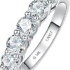 14K White Gold Half Eternity Ring, 1.5CTTW Moissanite Lab Grown Created Diamond, D Color and Flawless, Solid Real White Gold Wedding Ring for Women