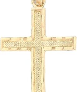 14K Yellow Gold Small Cross Pendant Religious Charm Thin Pendant For Necklace or Chain