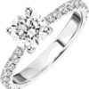 1.50-2.50 Cttw Round Brilliant Cut Lab Grown Diamond and Moissanite Engagement Ring 14k White Gold (D-E/VS, D-E/VS) | Comes With Gift Box