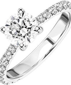 1.50-2.50 Cttw Round Brilliant Cut Lab Grown Diamond and Moissanite Engagement Ring 14k White Gold (D-E/VS, D-E/VS) | Comes With Gift Box