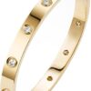 18K Gold Plated Love Friendship Bracelet with Cubic Zirconia Stones Bangle Cuff Best Gifts with Crystal for Mother's Day Valentine's Day Wedding Couples and Birthdays