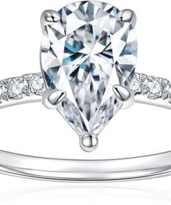 2 Carat D Color VVS1 Drop Shape Cut Diamond Engagement Ring - Set in 18K White Gold, Elegant Anniversary Promise for Women