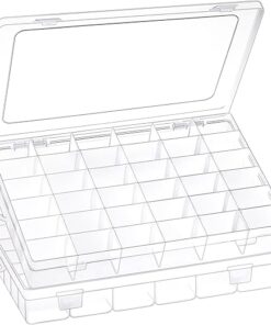 2 Pack 36 Grids Clear Plastic Organizer Box with Adjustable Dividers, Small Craft Organizers and Storage, Compartment Container for Bead, Nail, Jewelry, Art, DIY Crafts, Fishing...