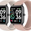 2 Pack Braided Elastic Bands Compatible with Woneligo/Fitpolo Smart Watch IDW13, Loop Soft Nylon Straps for FITVII H56/ENOMIR ID208BT/TOOBUR IDW16/MILOUZ IDW19 Watch for Women Men