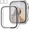 2 Pack Case with Tempered Glass Screen Protector for Apple Watch SE(2023) Series 6/5/4/SE 40mm,JZK Slim Guard Bumper Full Coverage Hard PC Protective Cover HD Ultra-Thin Cover...