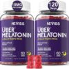 2 Pack Melatonin Gummies 10mg 20mg for Adults, Extra Strength with L-theanine, Tryptophan, B6, B12, Ashwagandha, Magnesium, GABA & Lemon Balm Extract, Supports Health Circadian...