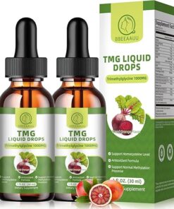 (2 Pack) TMG (Trimethylglycine) Liquid Drops, 1000mg High Absorption, Boost Energy, Supports Methylation, Liver Health & Cognitive Function - Non-GMO Formula, Vegan, Blood...