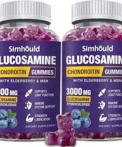 2 Packs Glucosamine Chondroitin Gummies - 3000MG Extra Strength Joint Support Supplement with MSM & Elderberry, Flexibility, Antioxidant Immune Support Gummy for Adults, Men &...