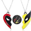 2PCS Best Friends Half Heart Necklace Love Jewelry Alloy Pendant Jewellery with Superhero Patterns Ornament Birthday Christmas Gifts