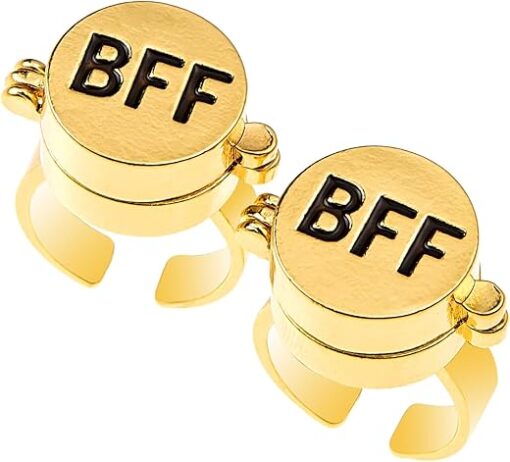 2Pcs Fourth generation SpongeBob SquarePants BFF Rings ,upgraded to magnetic buckle and bettle Rotating bearings SpongeBob BFF Rings,for Best Friends Gold Cartoon Anime...