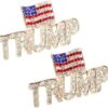 2pcs Trump Pin with USA Flag, Crystal Trump Lapel Brooch Memorabilia Gift for 2024 United States Presidential Election