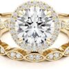 3/4 Carat Lab Grown Diamond and 3 Carat Moissanite Wedding Band Ring Set for Women in 14k White or Yellow Gold Anniversary Promise Ring