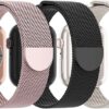 3 Pack Mesh Metal Bands Compatible with Apple Watch Band 38mm 40mm 41mm 42mm 44mm 45mm 49mm, Stainless Steel Magnetic Loop Strap for iWatch Ultra/2 Series 9/8/SE/7/6/5/4/3/2/1...