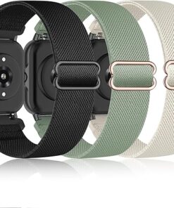 3 Pack Stretchy Nylon Bands Compatible with Woneligo/Fitpolo Smart Watch IDW13, 22mm Soft Elastic Straps for ENOMIR IDW19/MILOUZ IDW19/Gydom IDW19/Faweio IDW19/Hoowel...