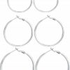 3 Pairs Sterling Silver Hoop Earrings - 14k White Gold Plated Hoop Earrings Big Hoop Earrings Set Silver Hoop Earrings for Women Valentine's Day Gift Jewelry (40MM 50MM 60MM)