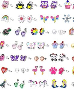 33 Pairs Hypoallergenic Stud Earrings Set for Girls Sensitive Ears With Stainless Steel Post in Vivid Colors and Multi-styles