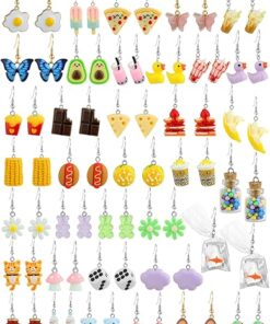 36 Pairs Weird Cute Earrings Fun Cool Mushroom Bear Flower Cat Funky Aesthetic Drop Dangle Earrings for Teen Girls Women Funny Jewelry Set