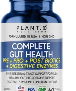 4-in-1 Prebiotic Probiotic & Postbiotic for Women & Men, Complete Gut & Digestive Support Supplement, Pre Post Probiotics & Digestive Enzymes 60 Capsules