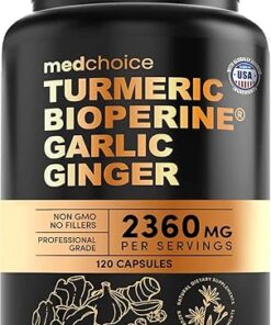 4-in-1 Turmeric and Garlic Supplements with Bioperine 2360 mg (120 ct) Turmeric Ginger Root Capsules with Garlic - Turmeric Curcumin with Black Pepper for Joint, Digestion &...