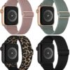 4 Pack Stretchy Solo Loop Compatible with Apple Watch Band 38mm 40mm 41mm 42mm 44mm 45mm 49mm Women Men, Sport Nylon Elastic Straps Soft Braided Wristbands for iWatch Series 9 8...