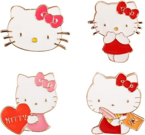 4 Pcs Cat Pins Japanese Cute Pins for Backpacks, Cat Enamel Pin Set, Birthday Christmas Children's Day Gift for Kids Friends Anime Fans