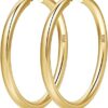 4mm Thick Gold Chunky Earrings Steling Silver Post Hoops Earrings For Women Hollow Tube Hoops Earrings Thick Gold Hoop Earrings Hypoallergenic Lightweight Gold Hoop Large...