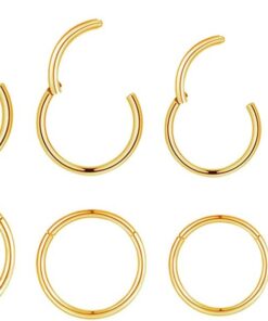 4Pairs/Pcs 18G Surgical Steel Hinged Clicker Segment Nose Rings Hoop Helix Cartilage Daith Tragus Sleeper Earrings Body Piercing for Women Men Girls 6mm 8mm 10mm 12mm