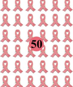 50/100 Pack Breast Cancer Awareness Lapel Pins Pink Hope Ribbon Brooch for Women Girls, Charity Public and Social Event