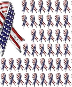 50 Pcs Memorial Day Veteran Gifts American Flag Lapel Pins Metal USA Waving Flag Pins Patriotic Ribbon Pins Bulk Independence Day Hat Pins Decorations United States Badge Pins...