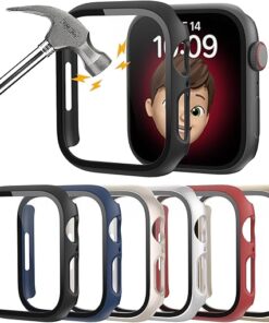 6 Pack Hard PC Case with Tempered Glass Screen Protector 44mm for Apple Watch SE(2nd) Series 6/SE/5/4, Rontion Ultra-Thin Scratch Resistant Full Protective Bumper Cover for...