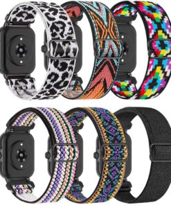 6 Pack Stretchy 20MM Nylon Smart Watch Bands Compatible With KALINCO P22 Donerton P22 P32 P36 P40 Replacement, Breathable Weave Elastic Quick Release Wristband Strap for Women...