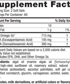 613m9NSEu6L. AC SL1000 Nordic Naturals Algae Omega - 120 Soft Gels - 715 mg Omega-3 - Certified Vegan Algae Oil - Plant-Based EPA & DHA - Heart, Eye, Immune & Brain Health - Non-GMO - 60 Servings