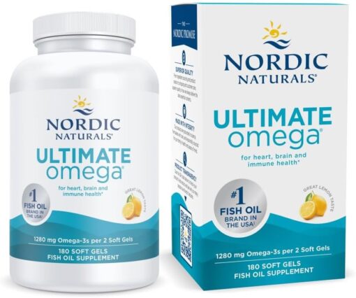 61HyV1Mh uL. AC SL1000 1 Nordic Naturals Ultimate Omega, Lemon Flavor - 210 Soft Gels - 1280 mg Omega-3 - High-Potency Omega-3 Fish Oil with EPA & DHA - Promotes Brain & Heart Health - Non-GMO - 105 Servings