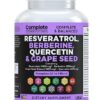 6500mg Resveratrol Supplement with Quercetin 4500mg, Berberine 3200mg, Grape Seed Extract 3600mg & Polyphenol Blend for Skin Health, Immune Support & Antioxidant Boost