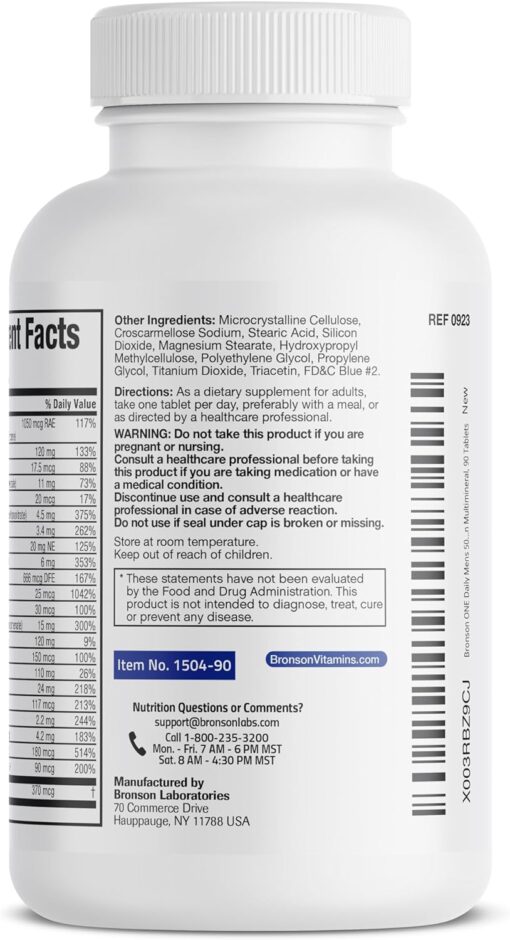 7128l3 GDKL. AC SL1500 Bronson ONE Daily Mens 50+ Complete Multivitamin Multimineral, 360 Tablets