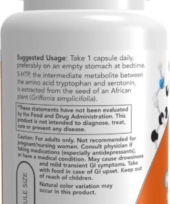 71M2afHuf5L. AC SL1500 NOW Supplements, 5-HTP (5-hydroxytryptophan) 50 mg, Neurotransmitter Support*, 30 Veg Capsules (Pack of 3)