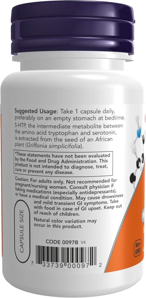 71M2afHuf5L. AC SL1500 NOW Supplements, 5-HTP (5-hydroxytryptophan) 50 mg, Neurotransmitter Support*, 30 Veg Capsules (Pack of 3)