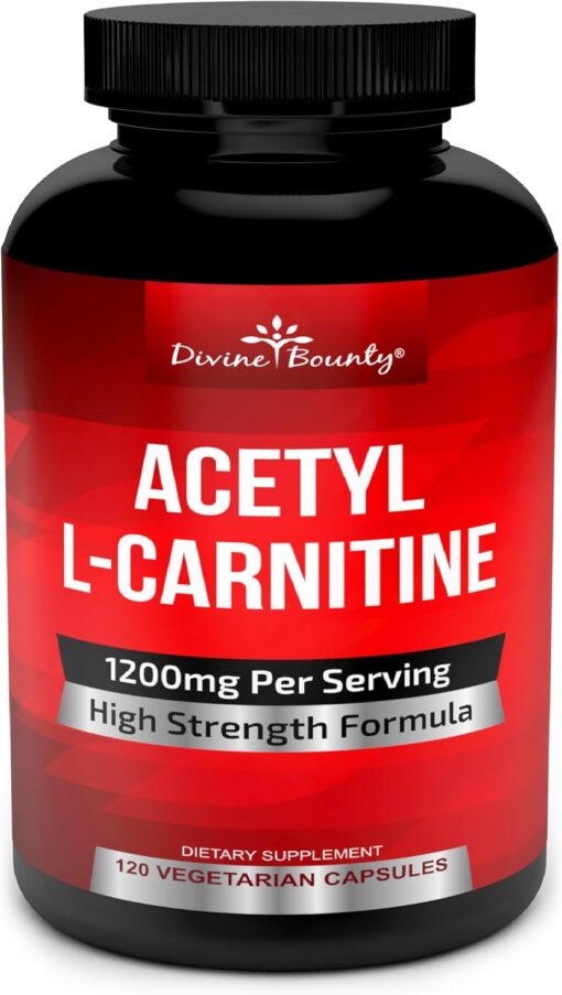 71MnhQXEd7L. AC SL1500 Divine Bounty Acetyl L-Carnitine Capsules 1200mg Per Serving - L Carnitine Supplement 120 Vegetarian Capsules